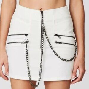 NWT CARMAR Mini Zipper Skirt with Chains